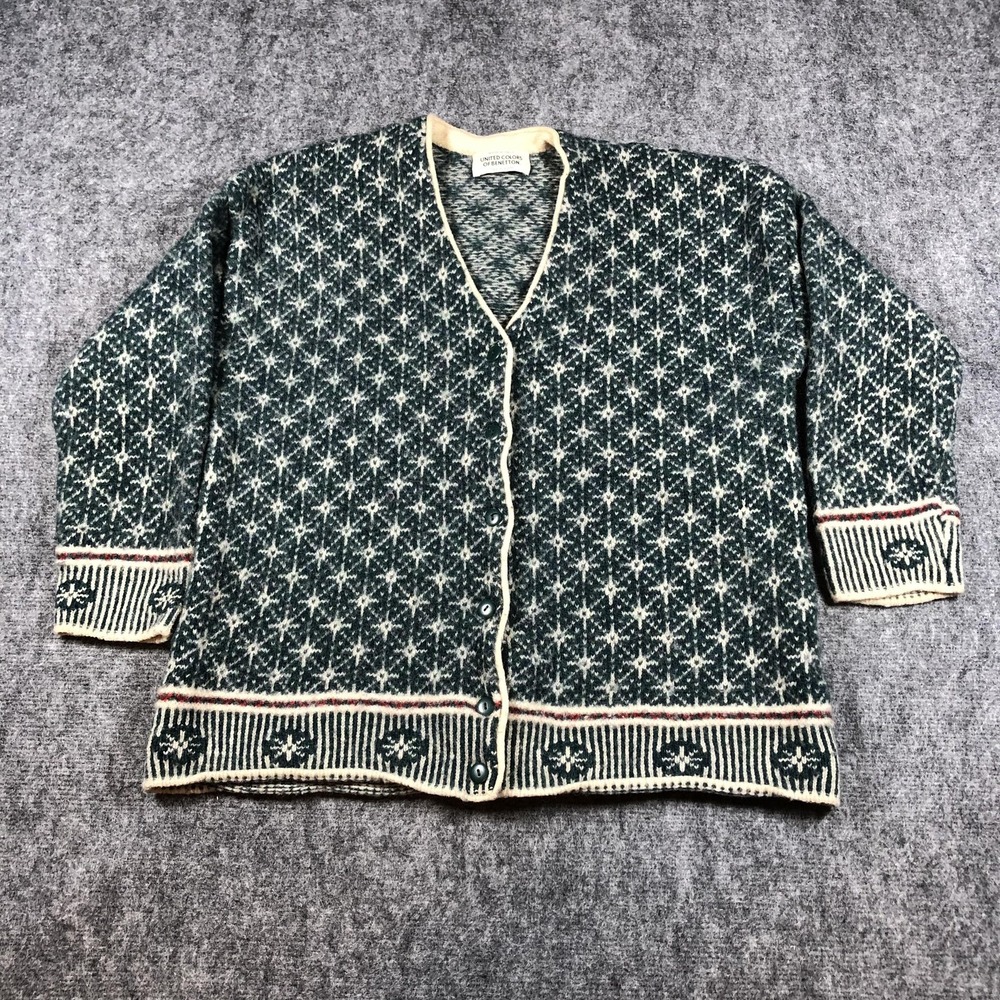 United Colors Of Benetton Green and White Cardigan